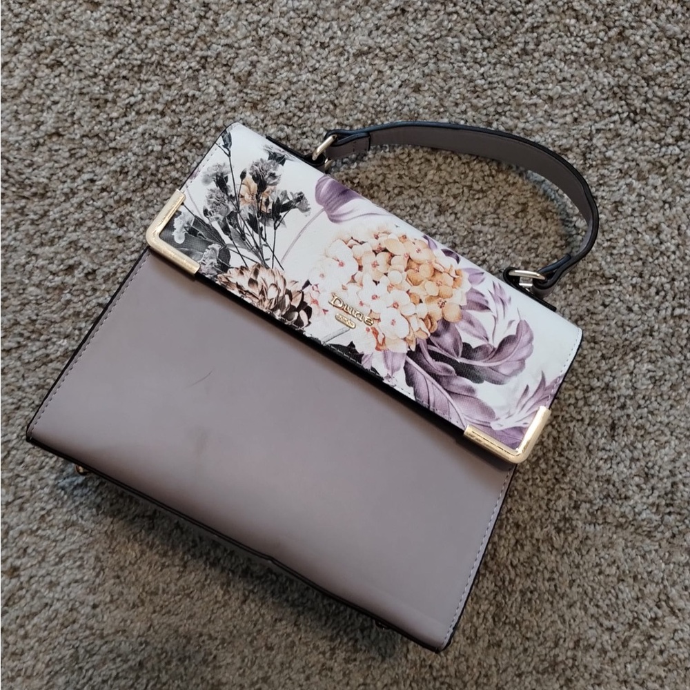 Dune London Floral Purple and Gray Satchel